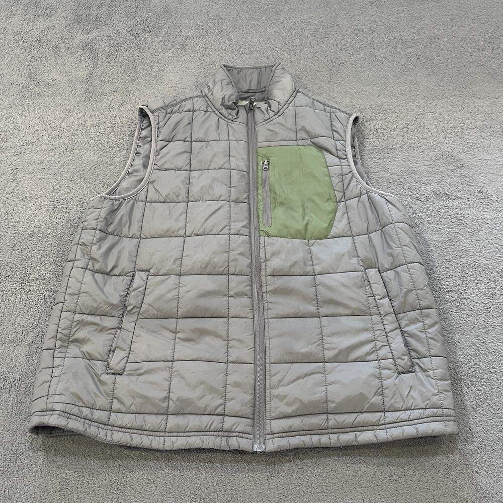 St Johns Bay Gray Quilted Insulated Puffer Vest Full Zip Outdoor Mens Size M